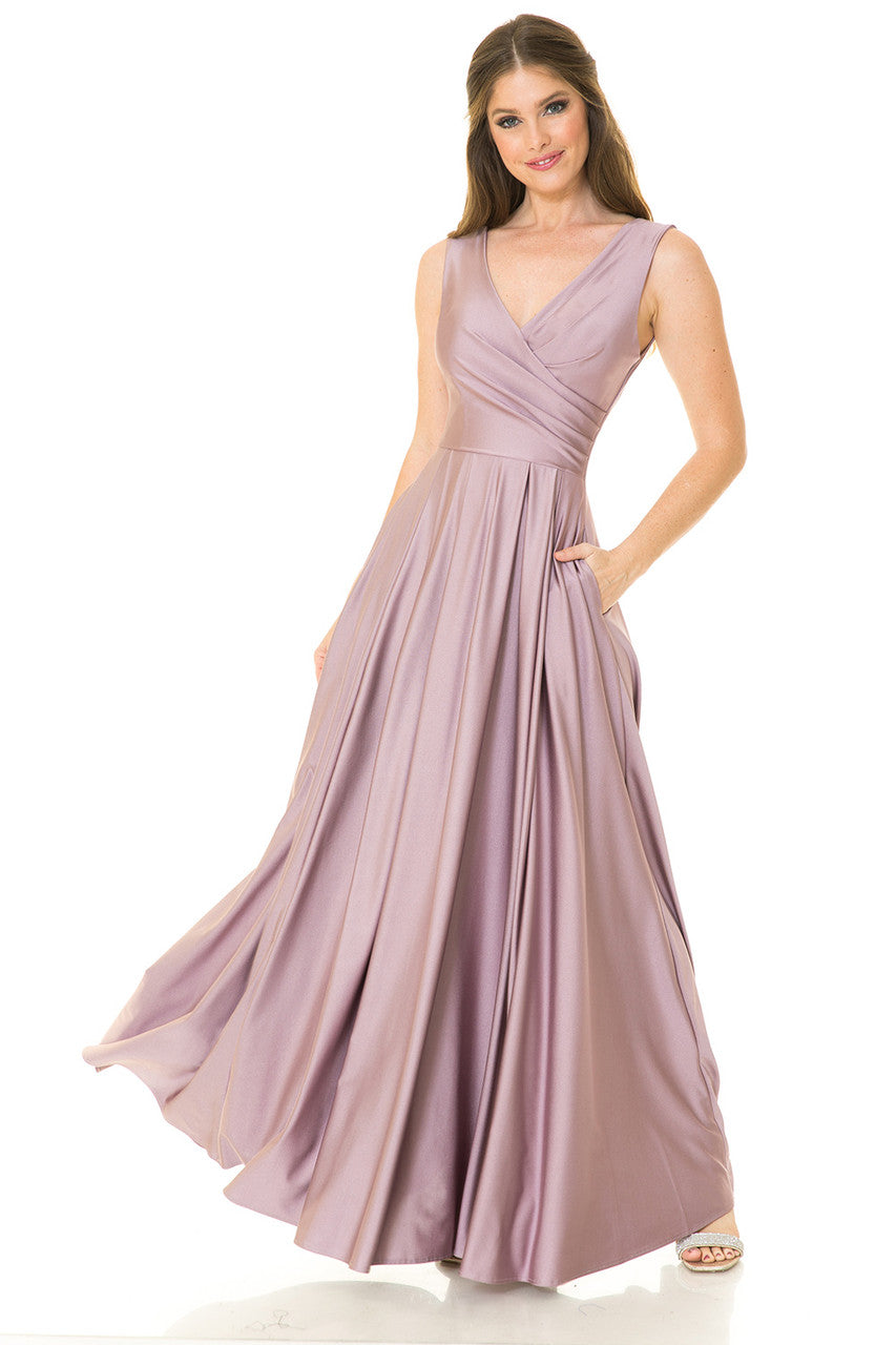 Sleeveless V-Neck A-line Gown by Lenovia 5242