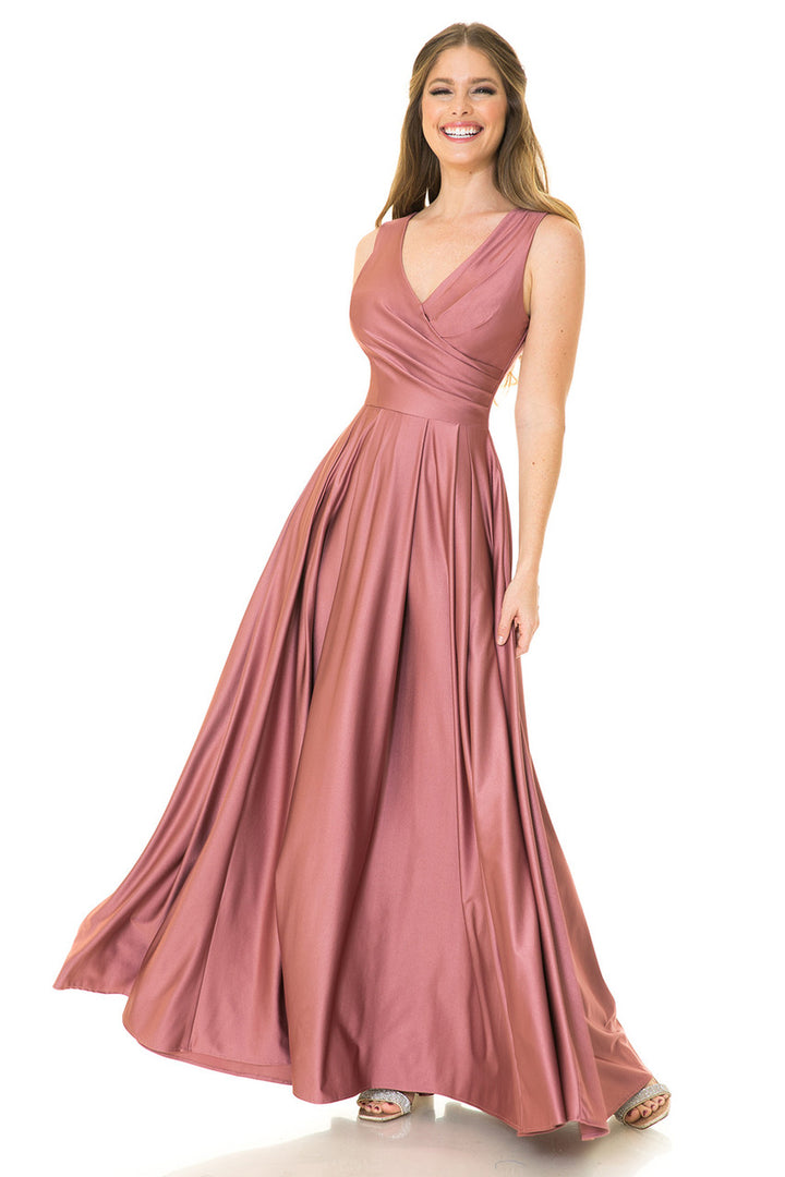Sleeveless V-Neck A-line Gown by Lenovia 5242