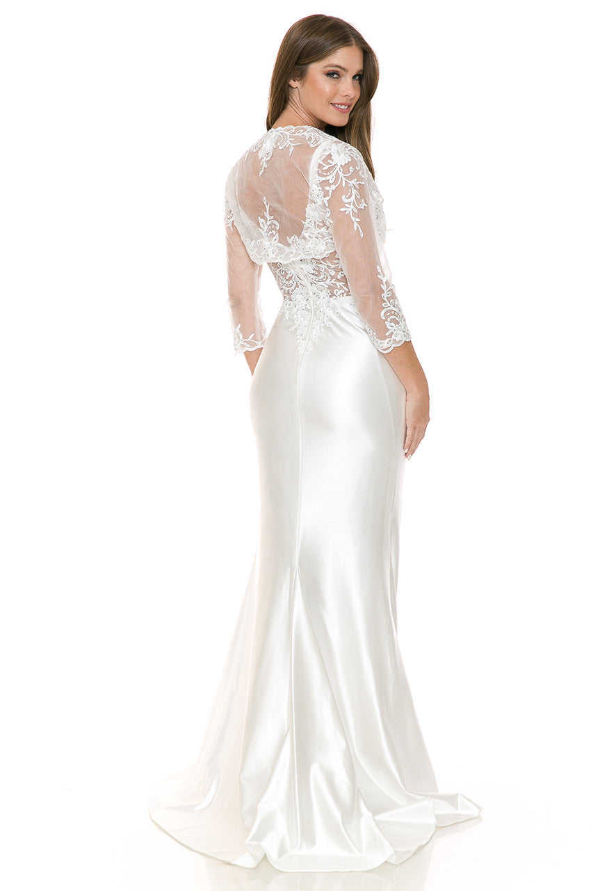 Fitted 2-Piece Jacket Slit Gown by Lenovia 8175