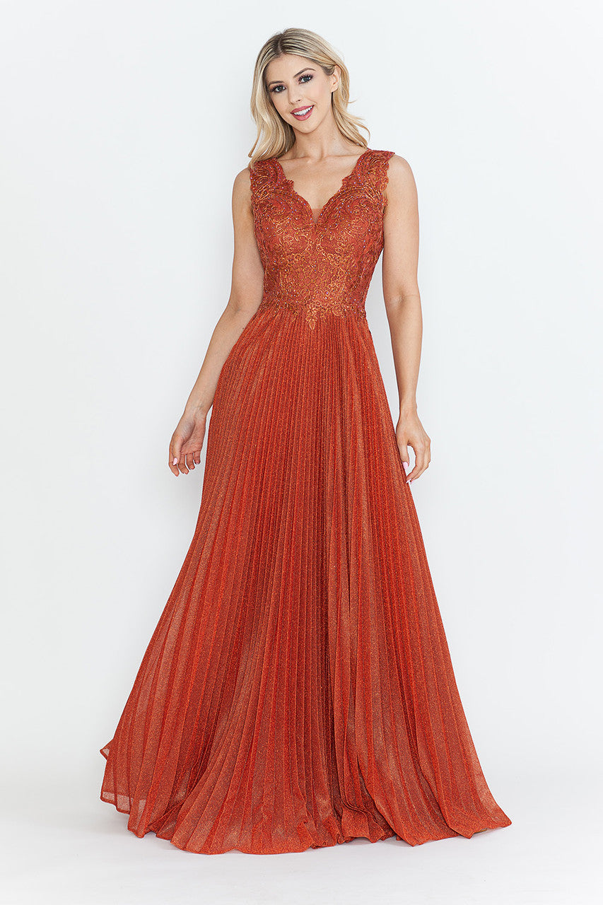 Pleated 2-Piece Jacket A-line Gown by Lenovia 8341