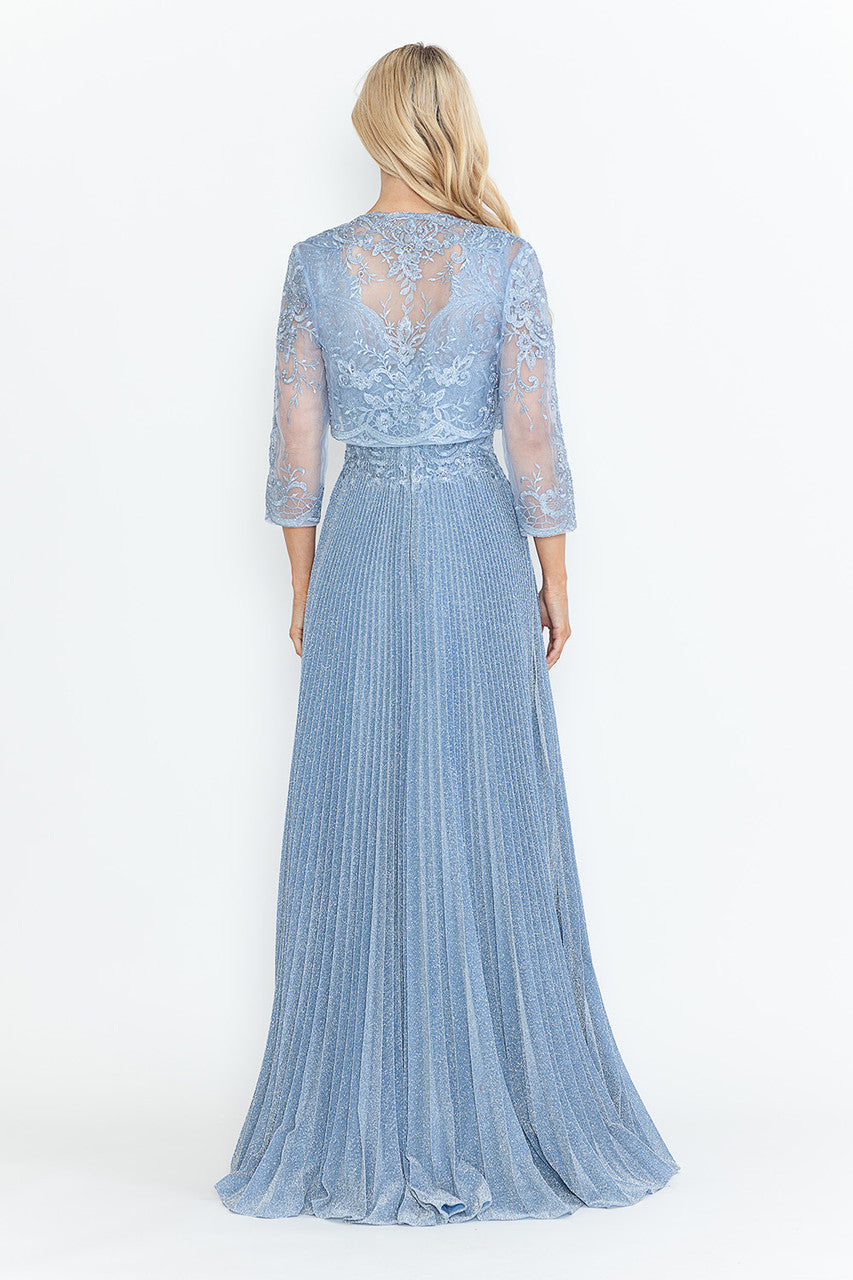 Pleated 2-Piece Jacket A-line Gown by Lenovia 8341