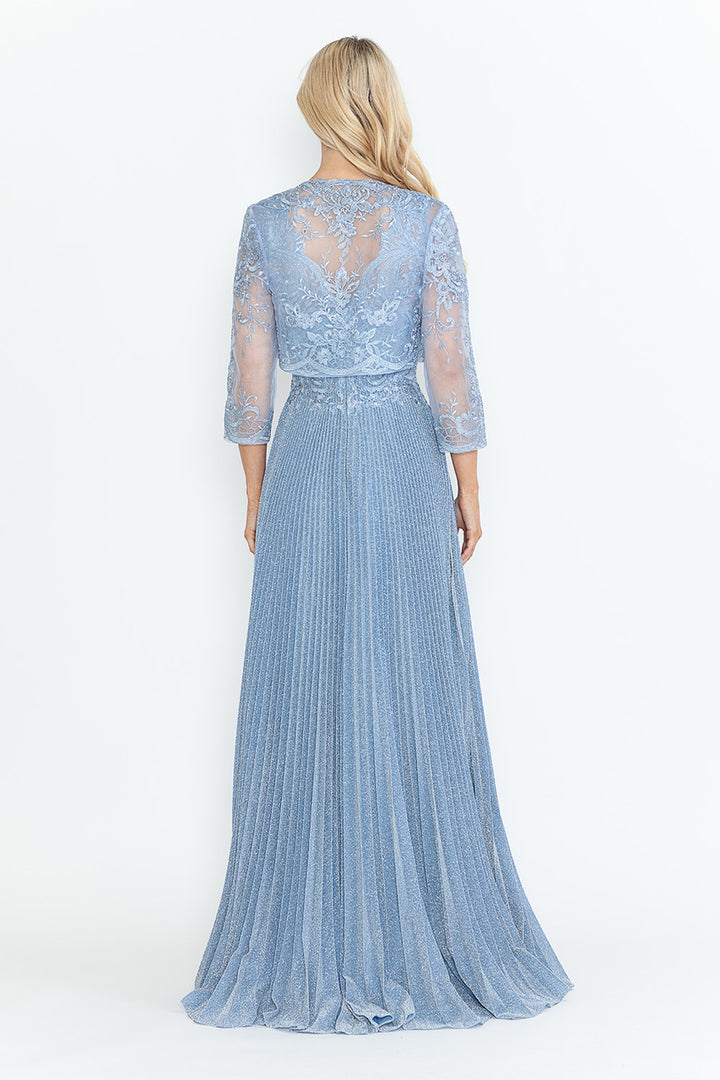 Pleated 2-Piece Jacket A-line Gown by Lenovia 8341