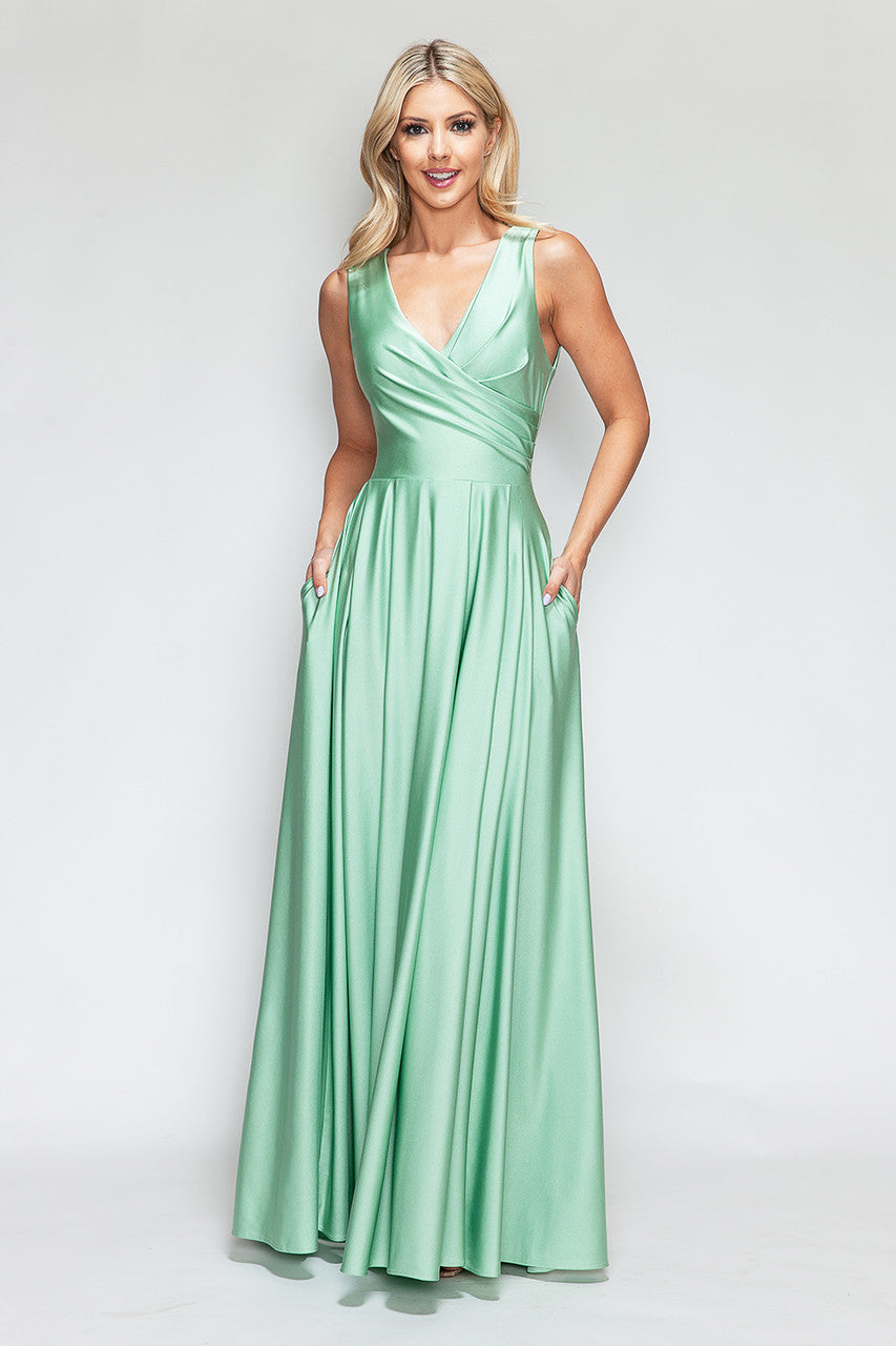 Sleeveless V-Neck A-line Gown by Lenovia 5242