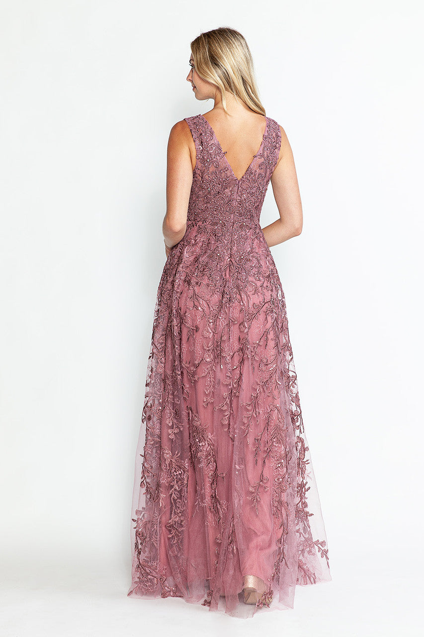 Embroidered Sleeveless A-line Gown by Lenovia 8337