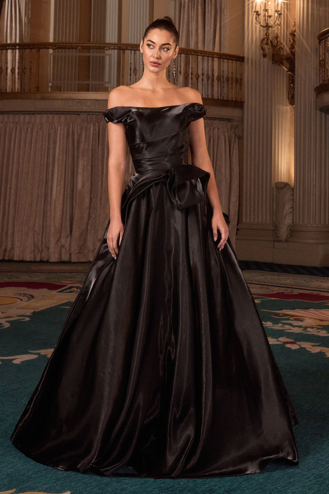 Organza Off Shoulder A-line Gown by Ladivine J885