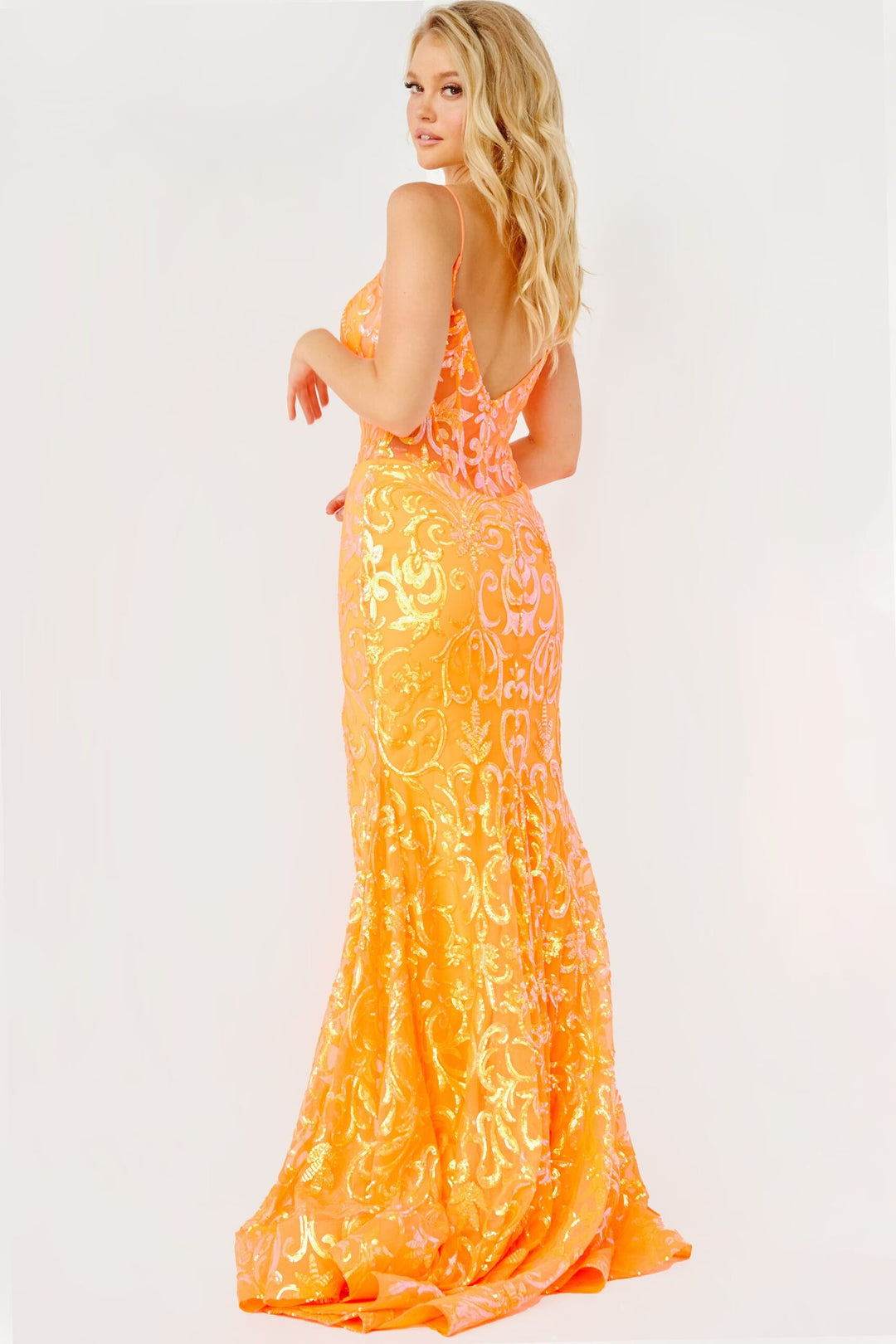 Sequin Fitted Sleeveless Slit Gown by Jovani 23216