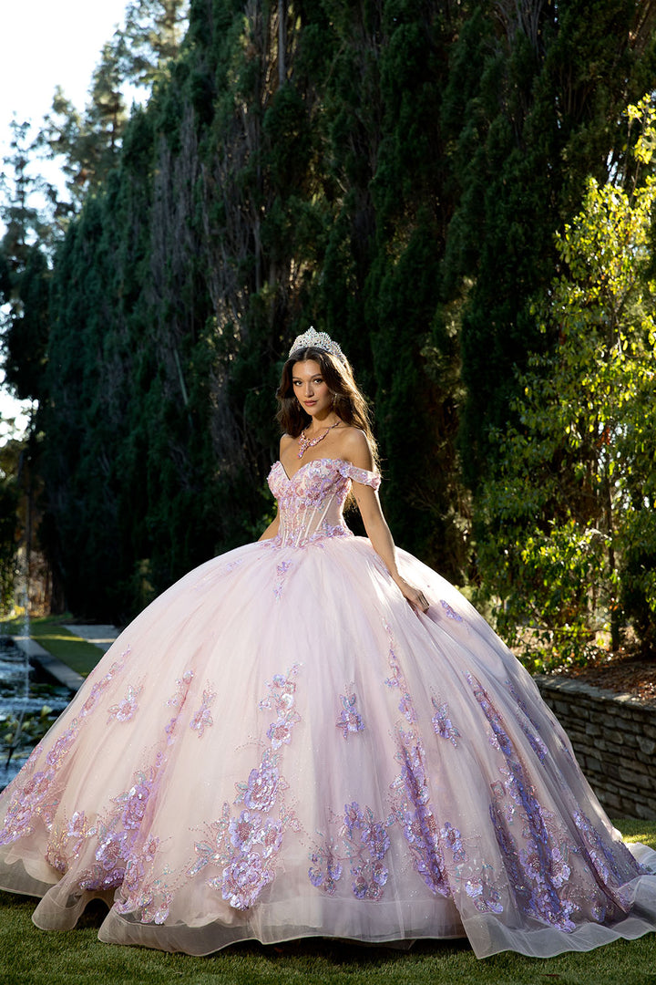 Floral Off Shoulder Ball Gown by Petite Adele PQ1073