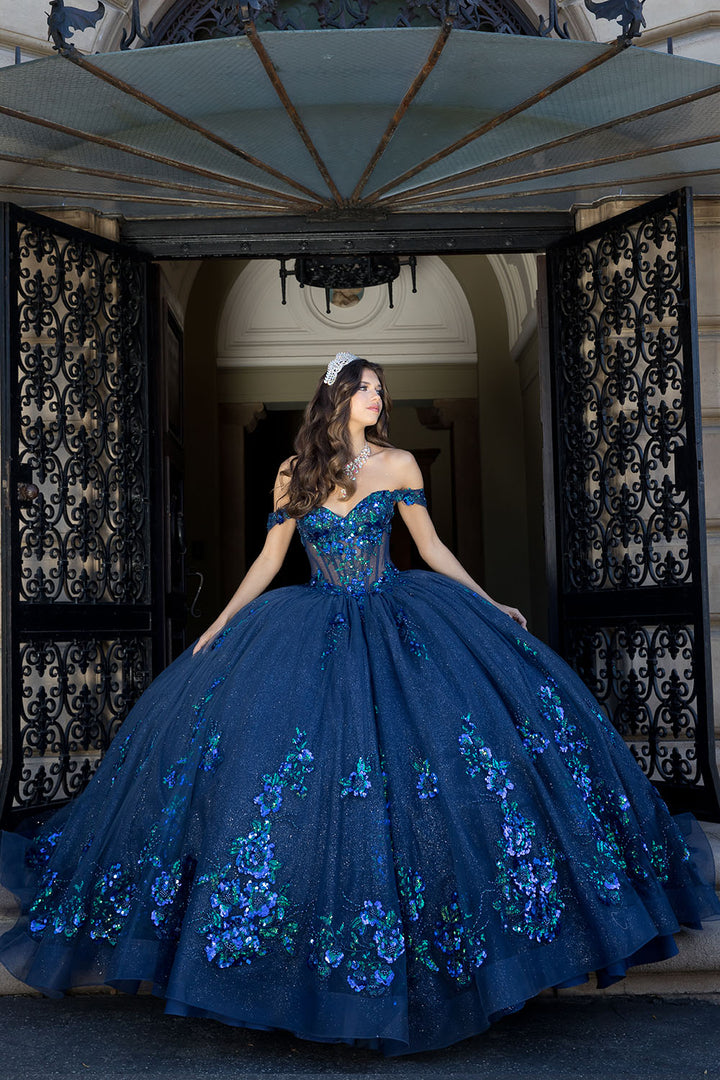 Floral Off Shoulder Ball Gown by Petite Adele PQ1073