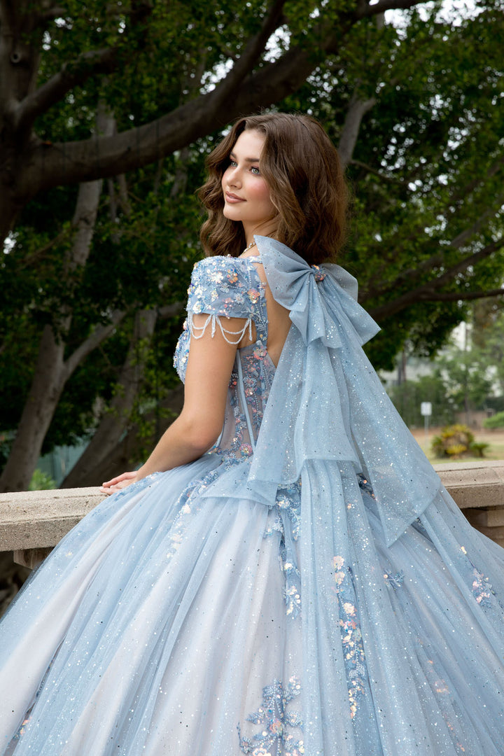 Strapless Cap Sleeve Ball Gown by Petite Adele PQ1094