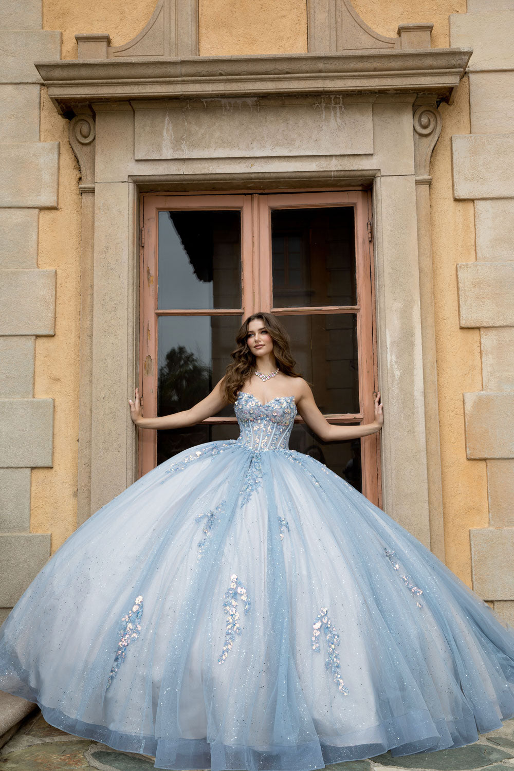Strapless Cap Sleeve Ball Gown by Petite Adele PQ1094
