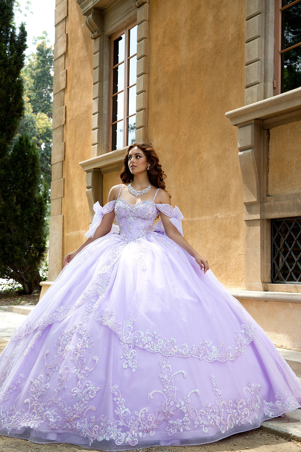 Off Shoulder Bow Ball Gown by Petite Adele PQ1085