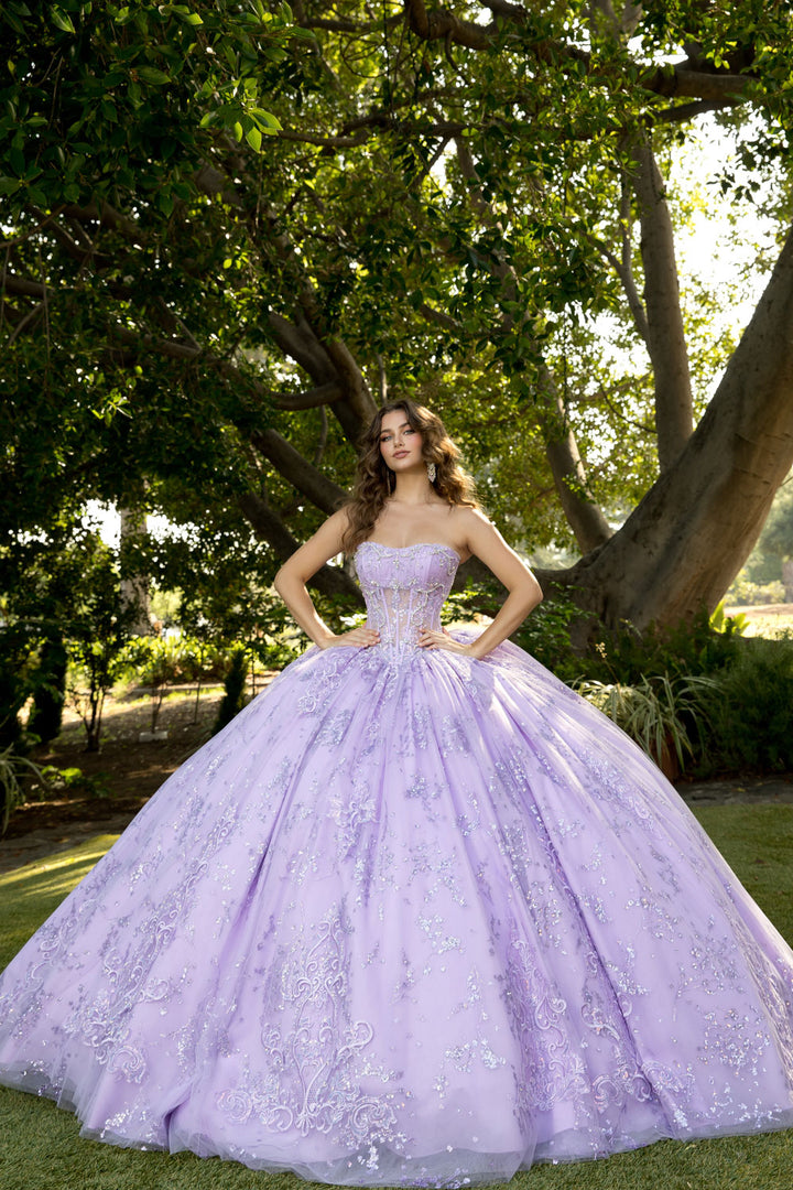 Strapless Puff Sleeve Ball Gown by Petite Adele PQ1097