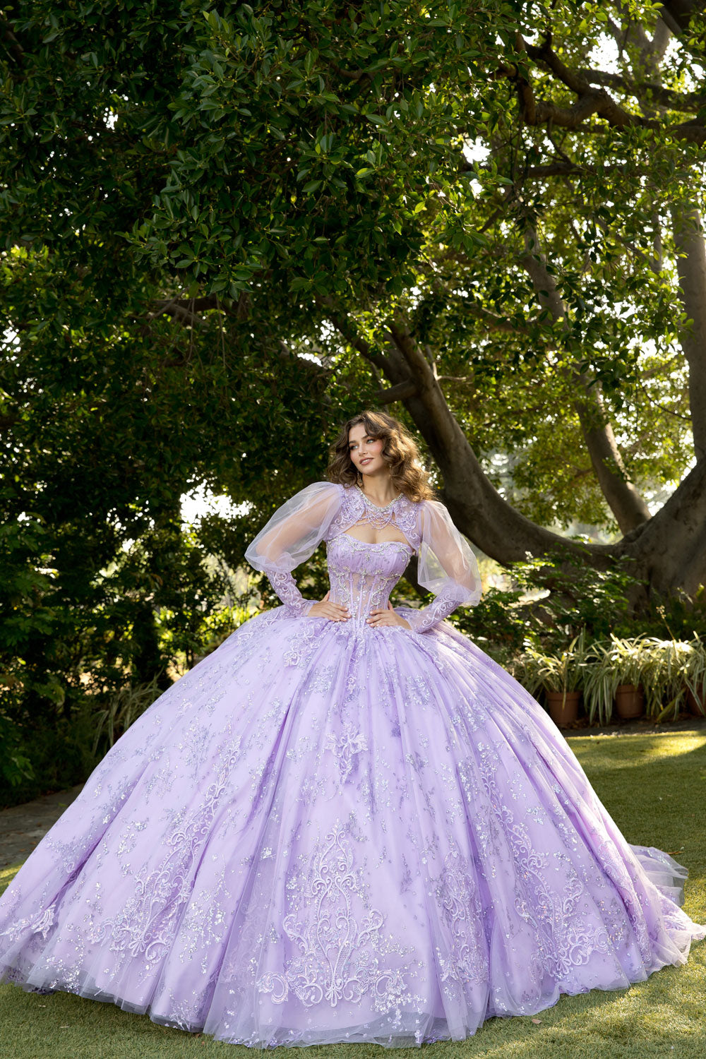 Strapless Puff Sleeve Ball Gown by Petite Adele PQ1097