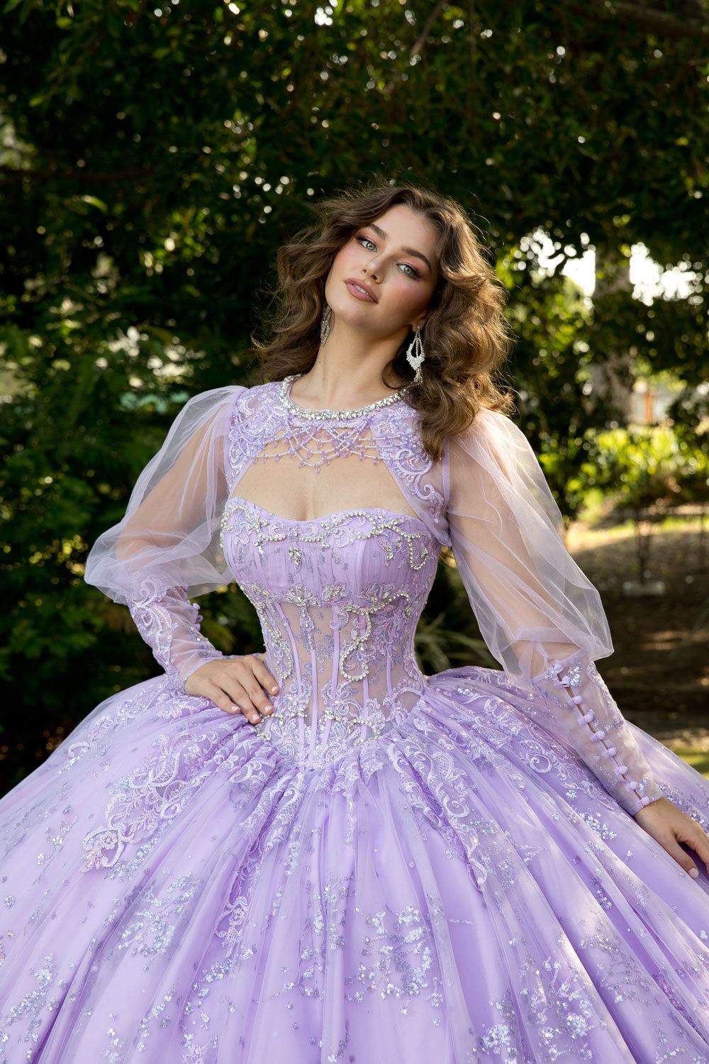 Strapless Puff Sleeve Ball Gown by Petite Adele PQ1097