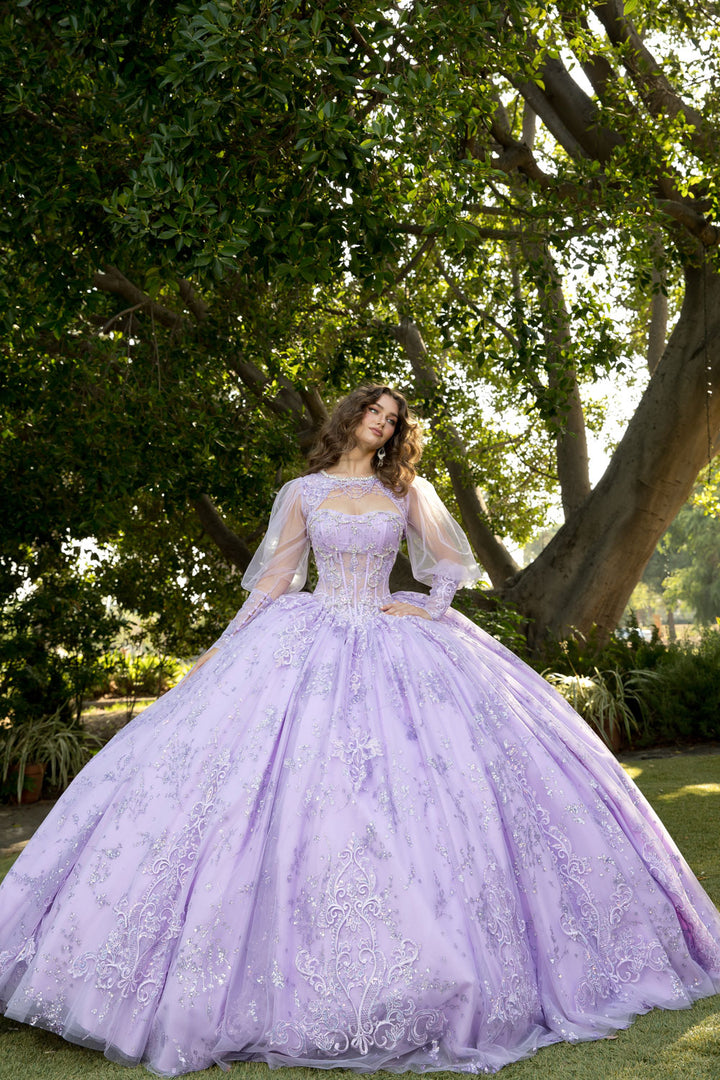 Strapless Puff Sleeve Ball Gown by Petite Adele PQ1097