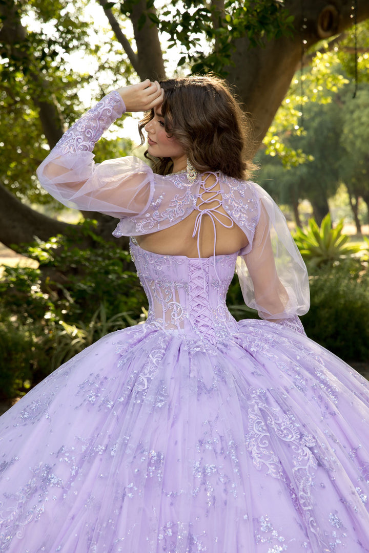 Strapless Puff Sleeve Ball Gown by Petite Adele PQ1097