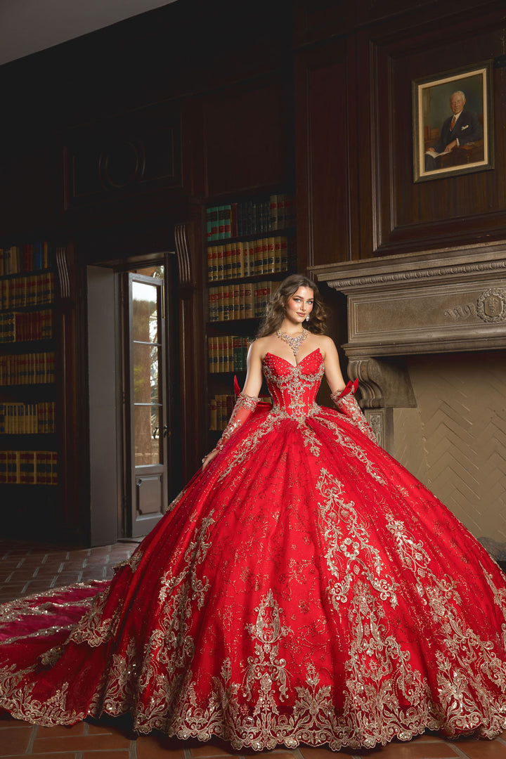 Strapless Tiered Ball Gown by Petite Adele PQ1099