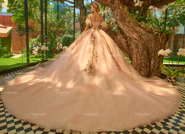 Cold Shoulder Quinceanera Dress by Ragazza R01-001