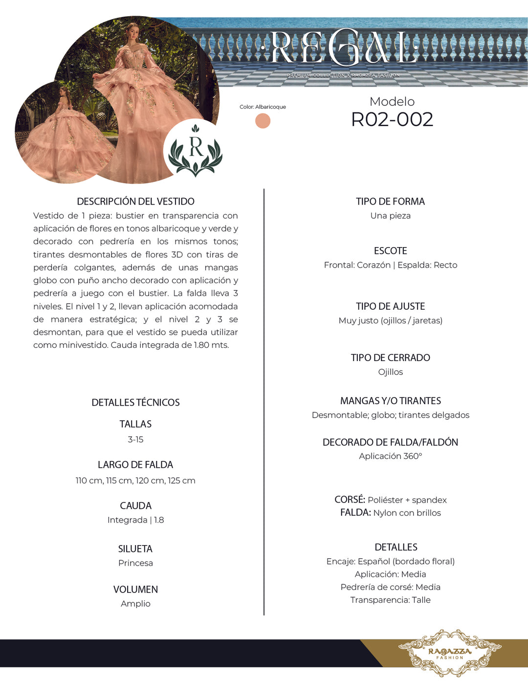 Long Sleeve Tiered Quinceanera Dress by Ragazza R02-002