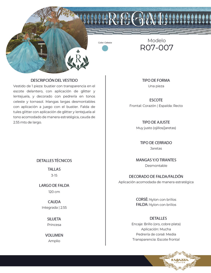 Long Sleeve Quinceanera Dress by Ragazza R07-007