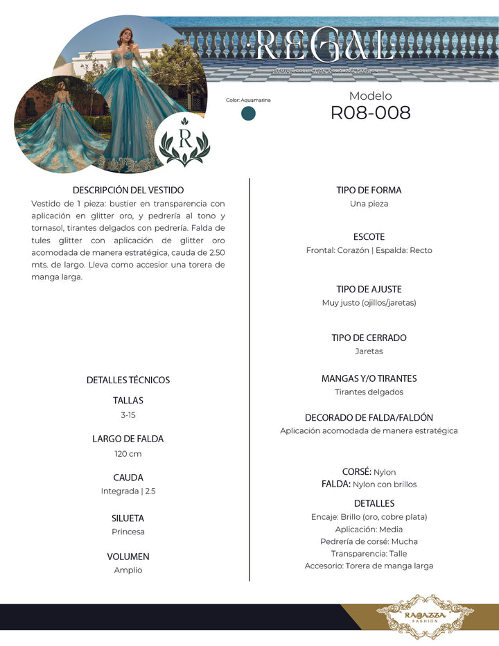 Long Sleeve Quinceanera Dress by Ragazza R08-008