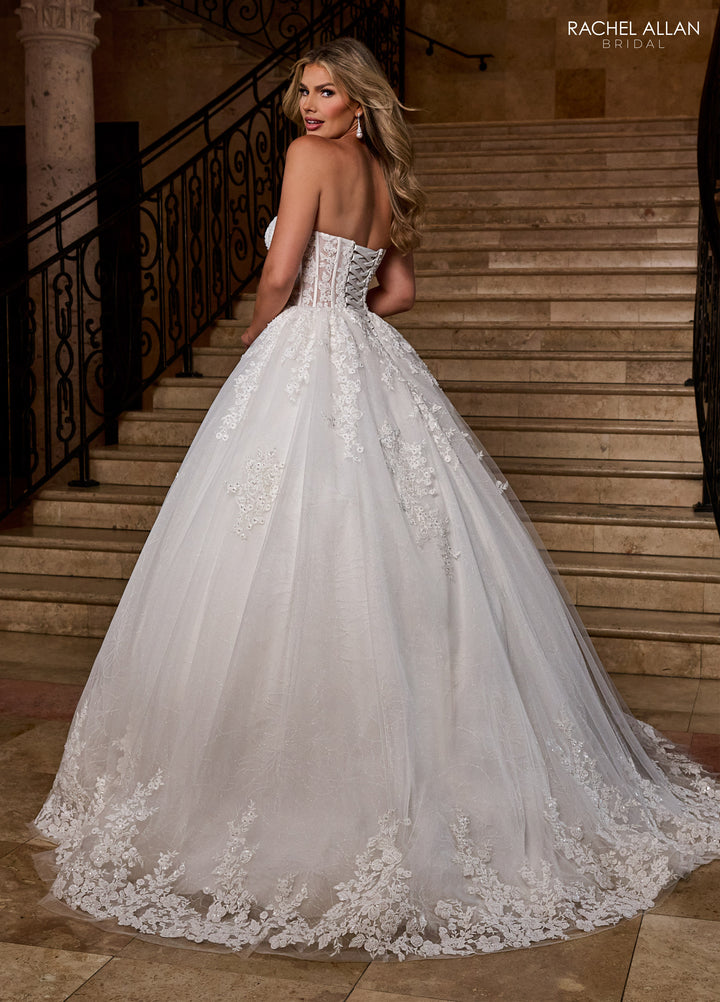 Applique Strapless Bridal Gown by Rachel Allan RB6166
