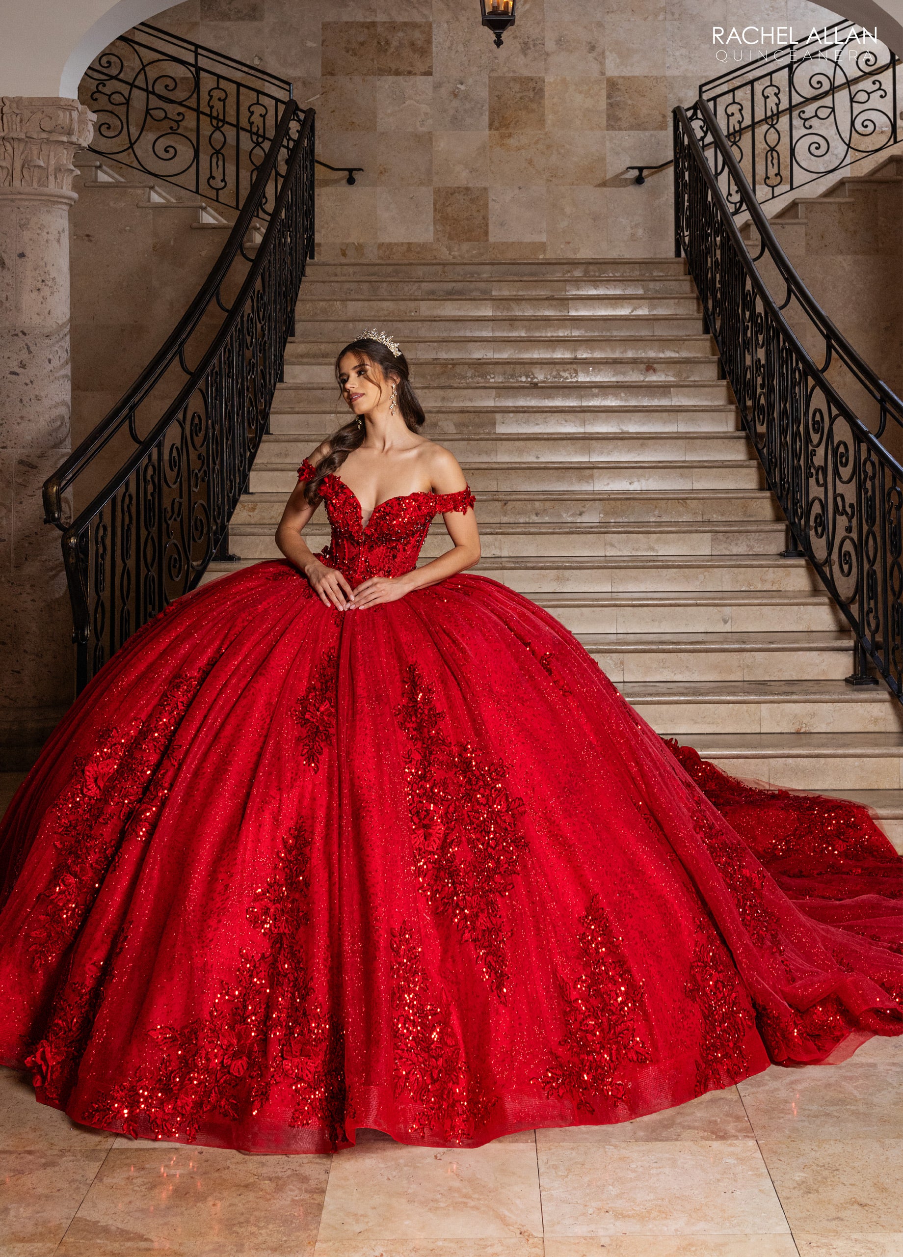 Off Shoulder Quinceanera Dress by Rachel Allan RQ2215 12 / Champagne