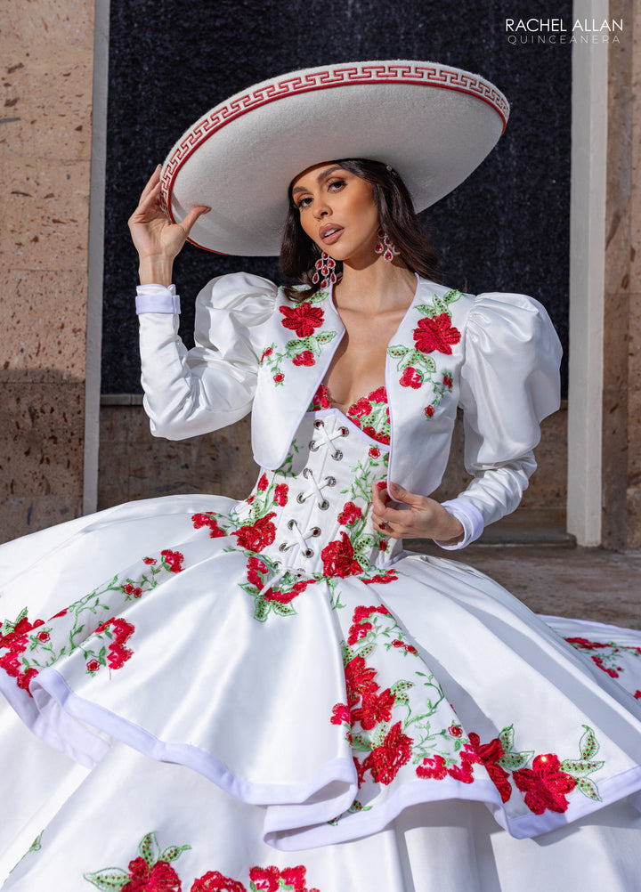 Floral Charro Quinceanera Dress by Rachel Allan RQ5016