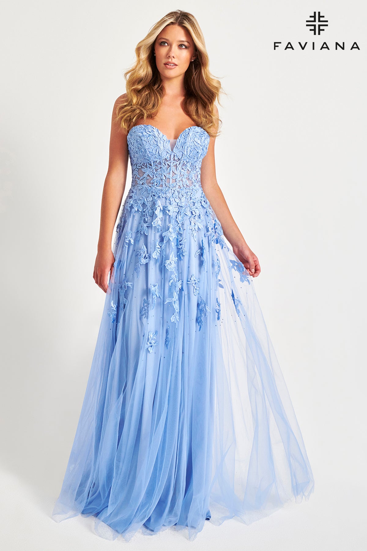 sachin and babi light blue dress Faviana