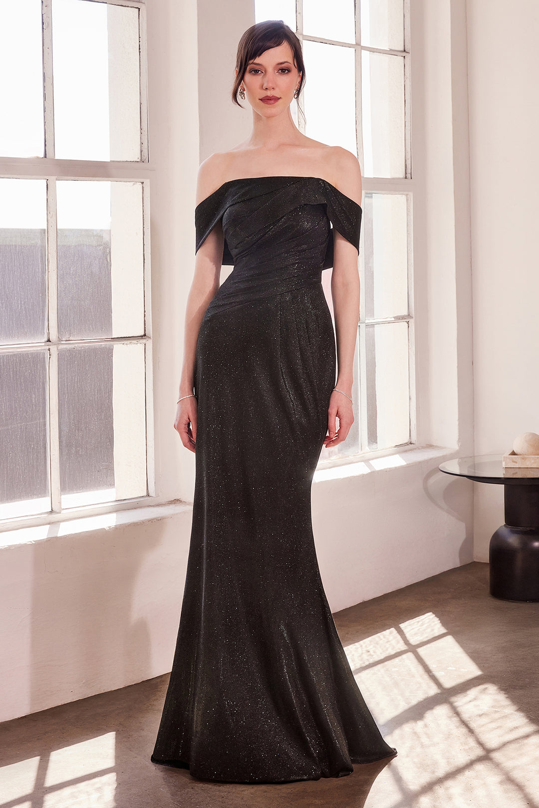 Metallic Glitter Off Shoulder Gown by Amoris T603