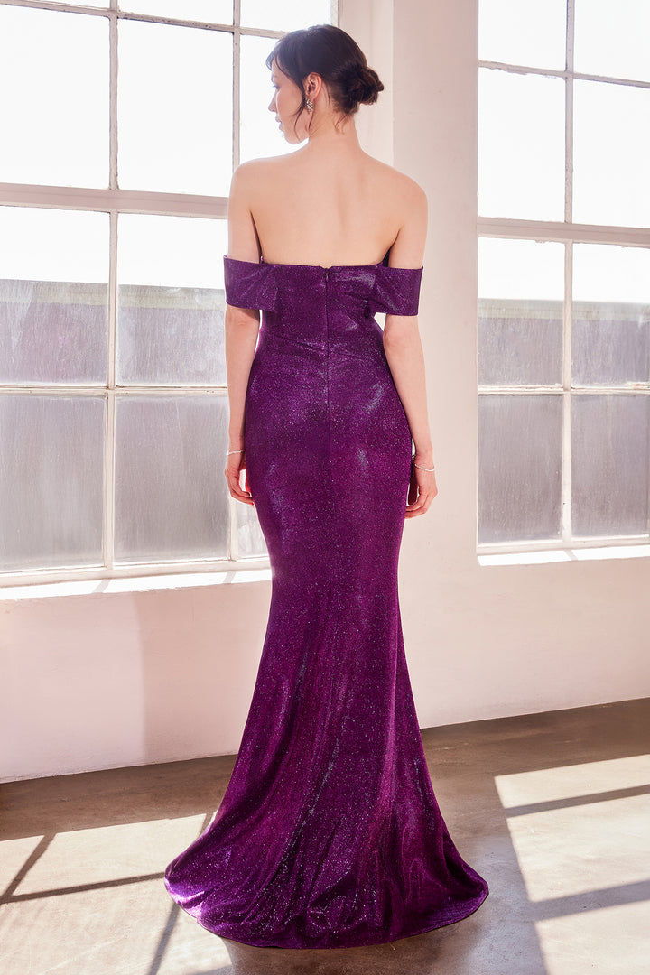 Metallic Glitter Off Shoulder Gown by Amoris T603