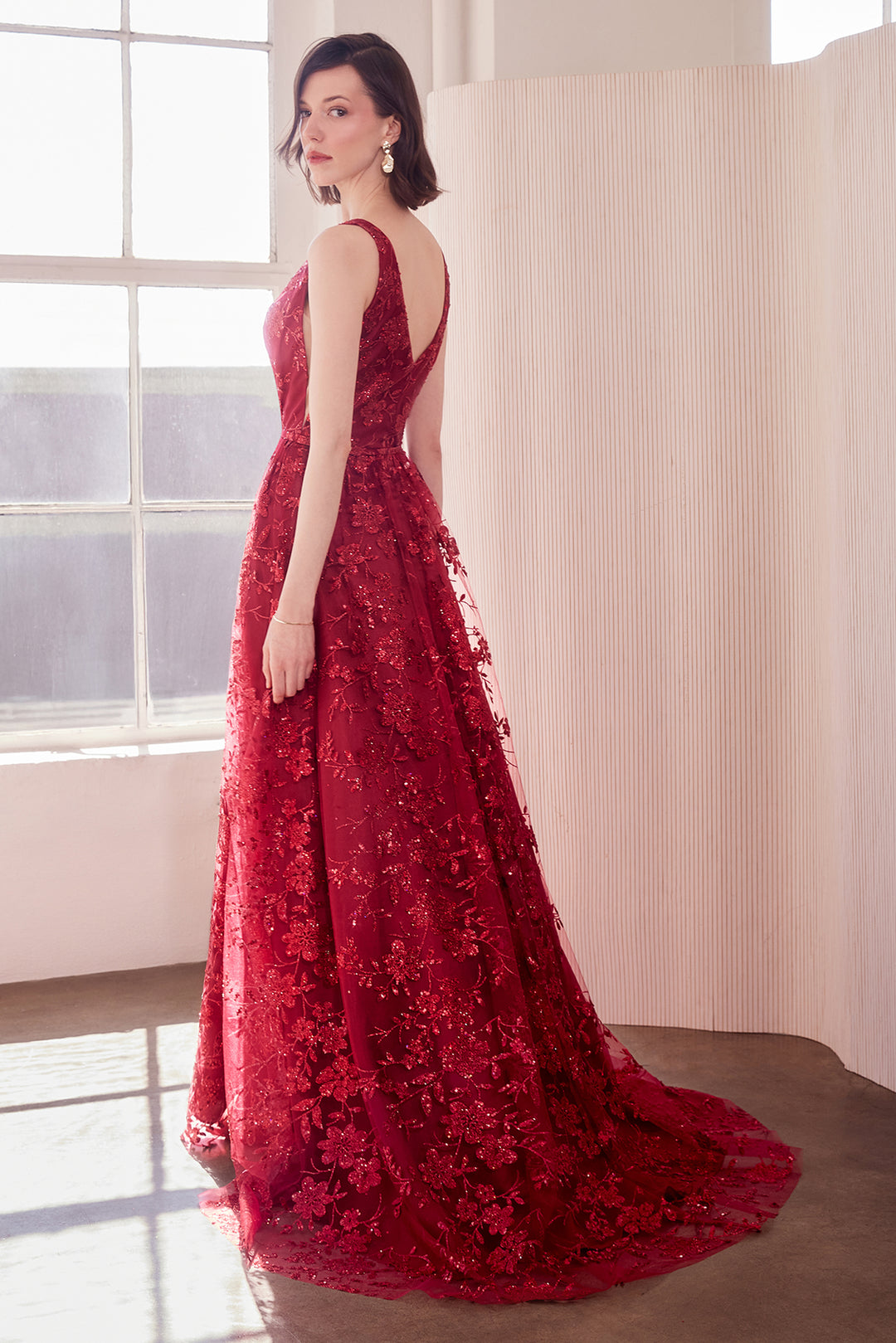 Glitter Print Sleeveless Gown by Amoris T606