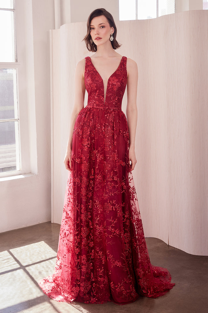 Glitter Print Sleeveless Gown by Amoris T606