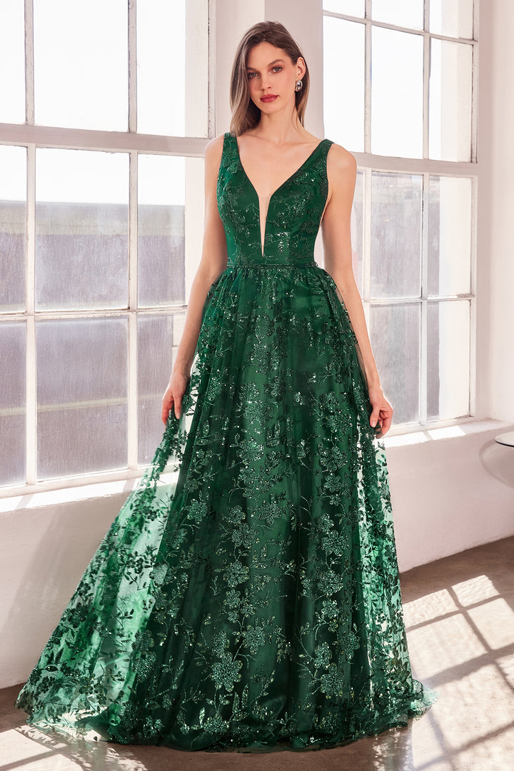 Glitter Print Sleeveless Gown by Amoris T606