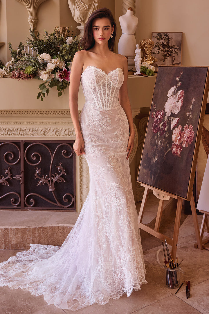 Lace Strapless Overskirt Bridal Gown by Ladivine WL044