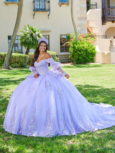 Applique Bell Sleeve Quinceanera Dress by House of Wu 26078