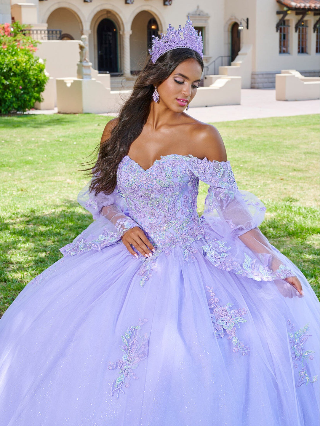 Applique Bell Sleeve Quinceanera Dress by House of Wu 26078