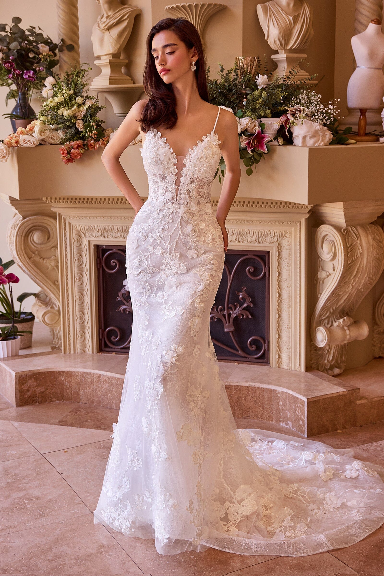 Applique Fitted Sleeveless Bridal Gown by Ladivine WL053  ABC Fashion