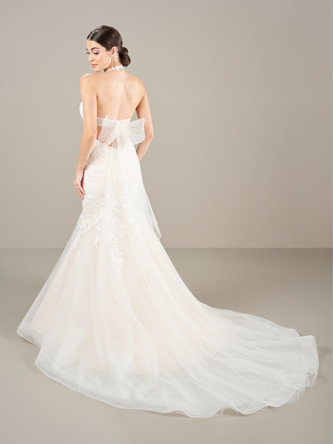 Applique Halter Mermaid Bridal Gown by Adrianna Papell 31284
