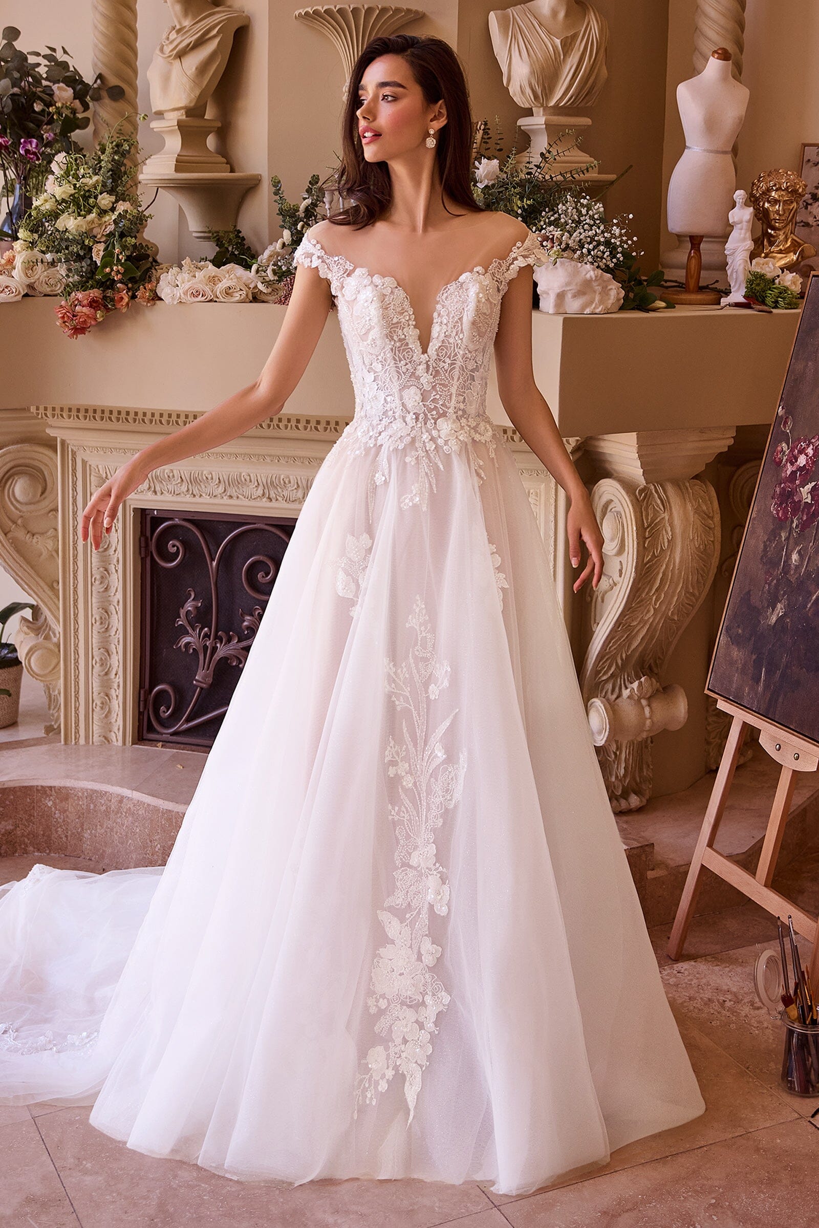 Applique Off Shoulder Bridal Gown by Ladivine WL038 ABC Fashion Applique Off Shoulder Bridal Gown by Ladivine WL038 ABC Fashion