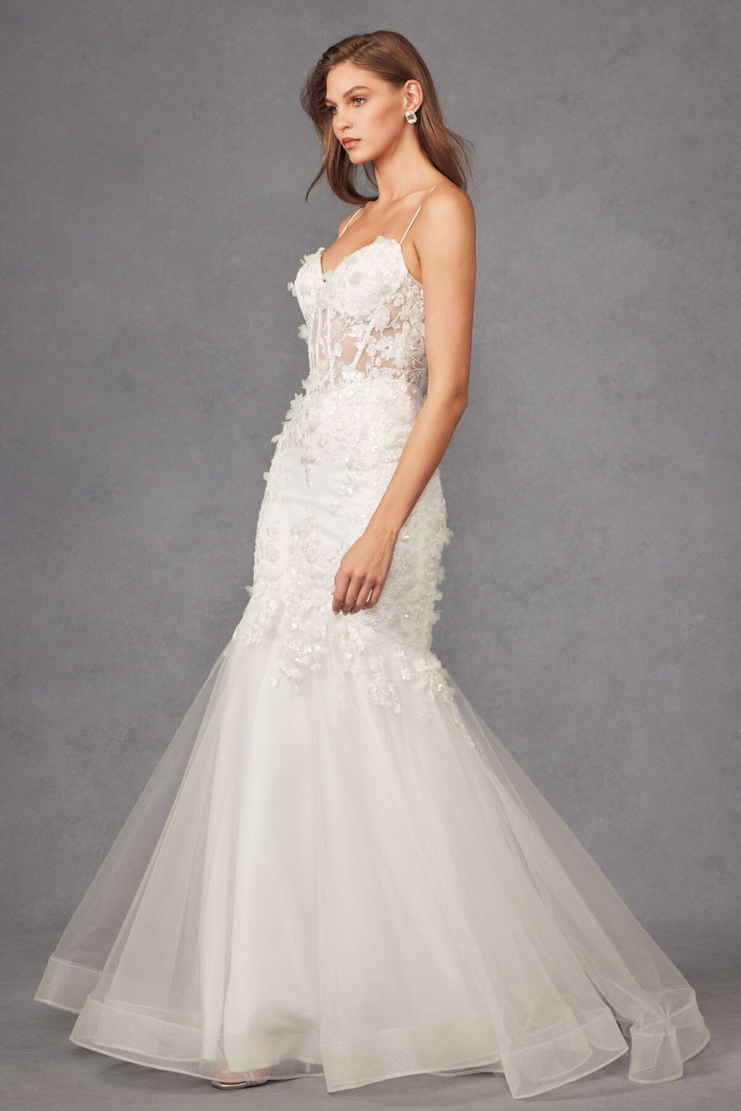 Applique Sleeveless Bridal Mermaid Dress by Juliet JT2469KW