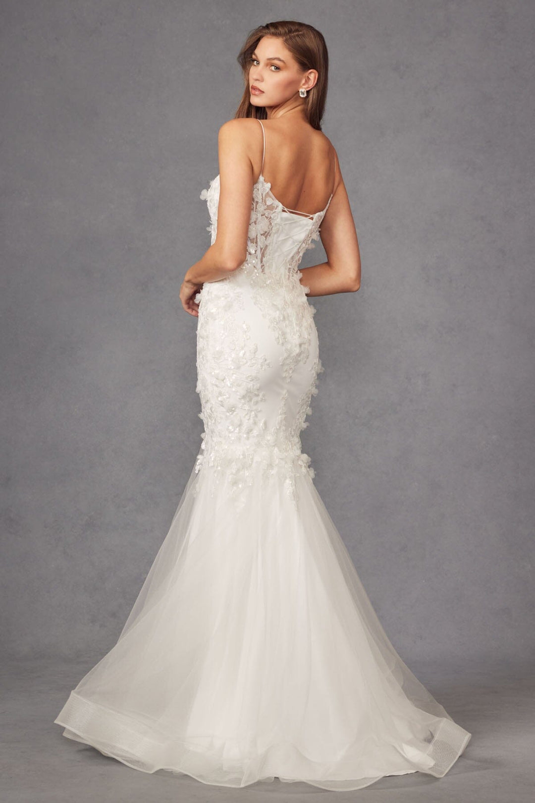 Applique Sleeveless Bridal Mermaid Dress by Juliet JT2469KW