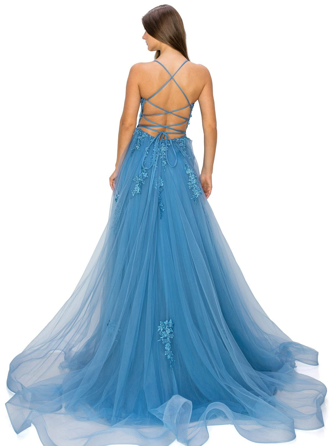 Applique Sleeveless Slit Gown by Cinderella Couture 8031J