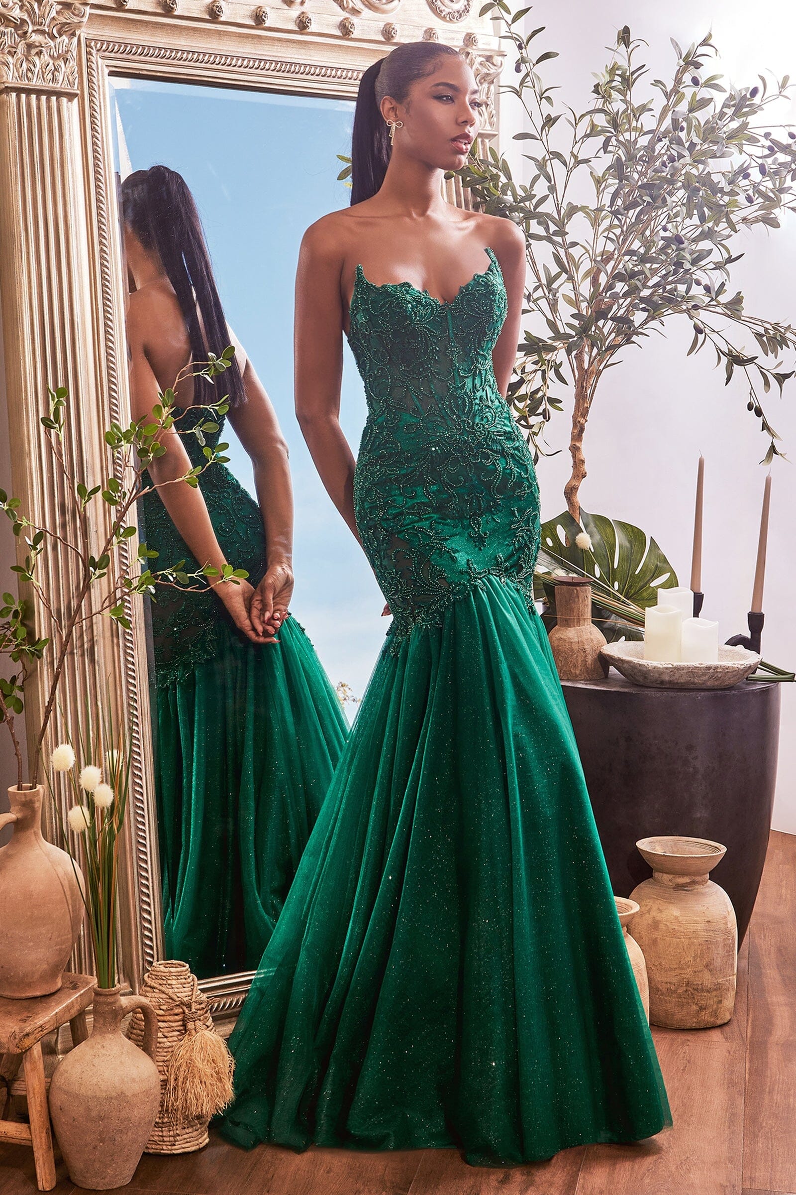 Applique Strapless Tulle Mermaid Dress by Ladivine CDS482 ABC Fashion Applique Strapless Tulle Mermaid Dress by Ladivine CDS482 ABC Fashion