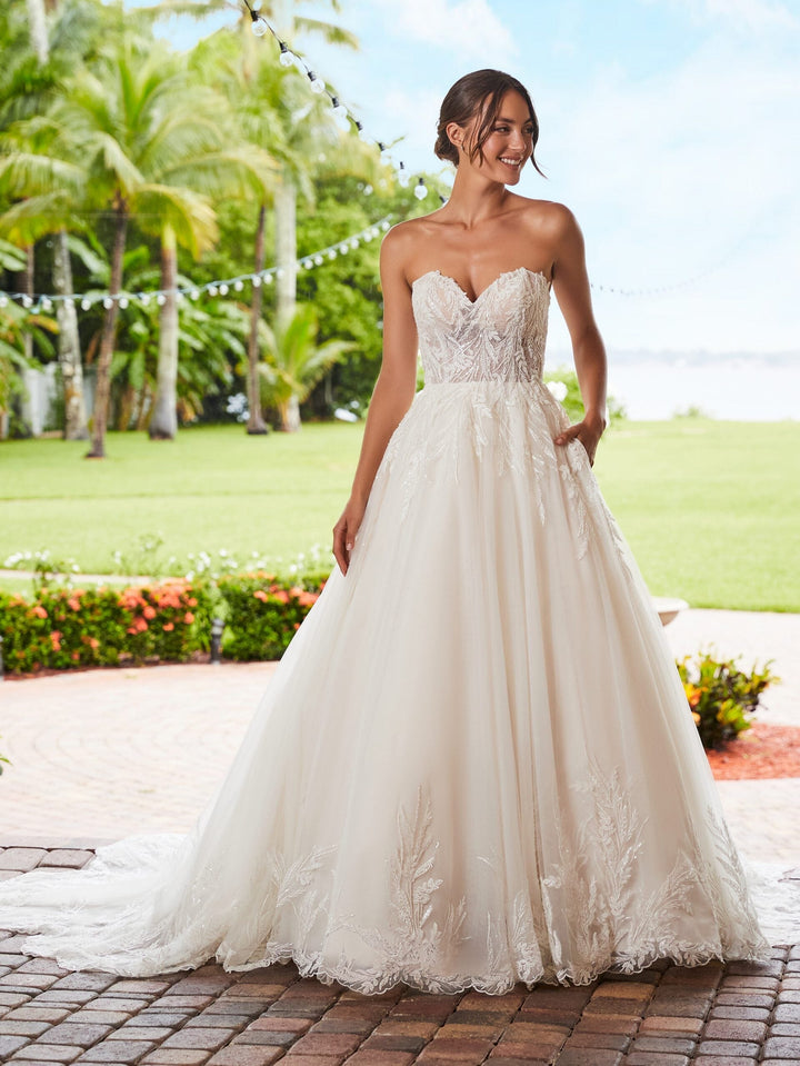 Applique Strapless Wedding Gown by Adrianna Papell 31218