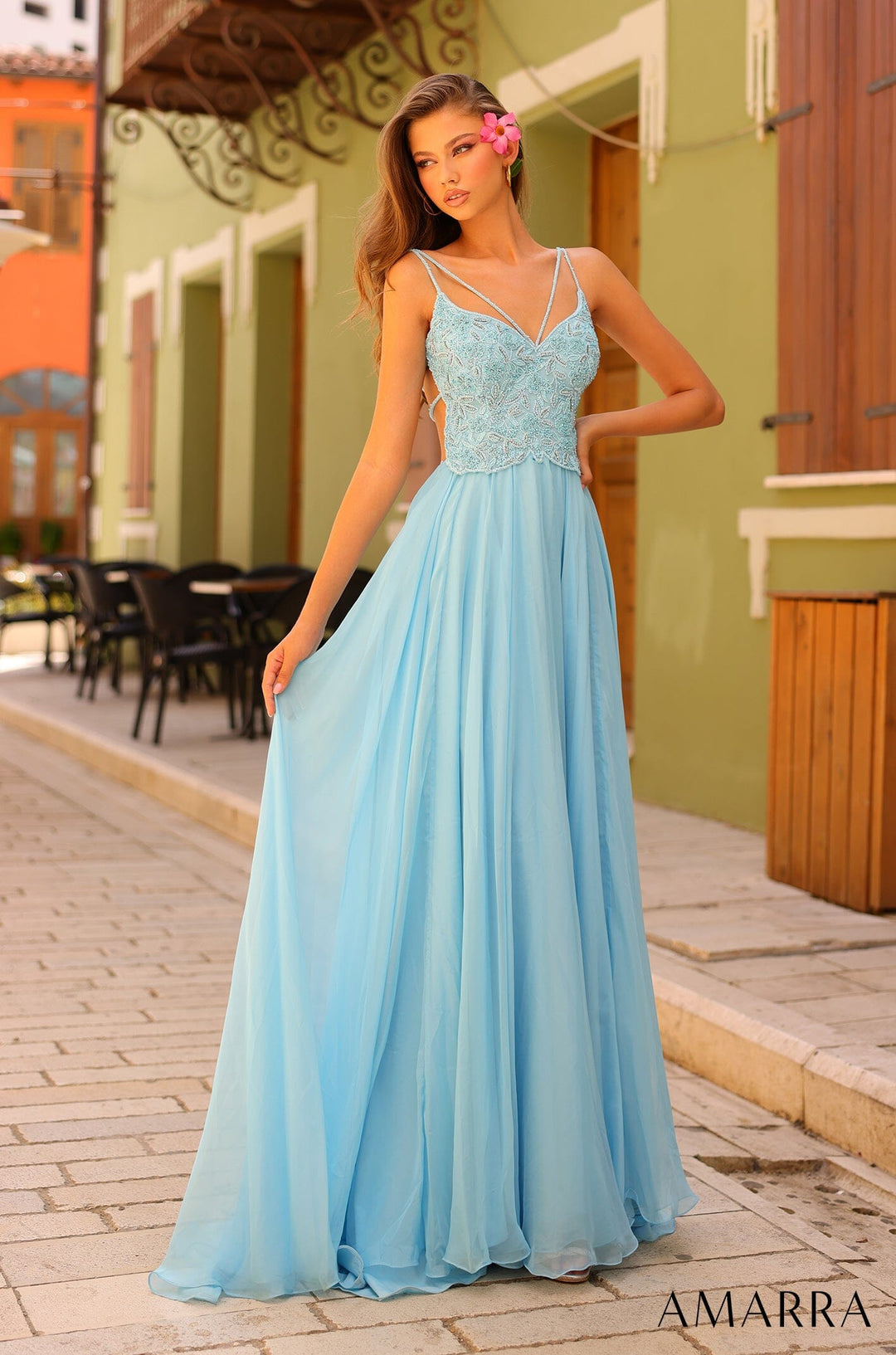 Beaded Sleeveless A-line Tulle Gown by Amarra 94008