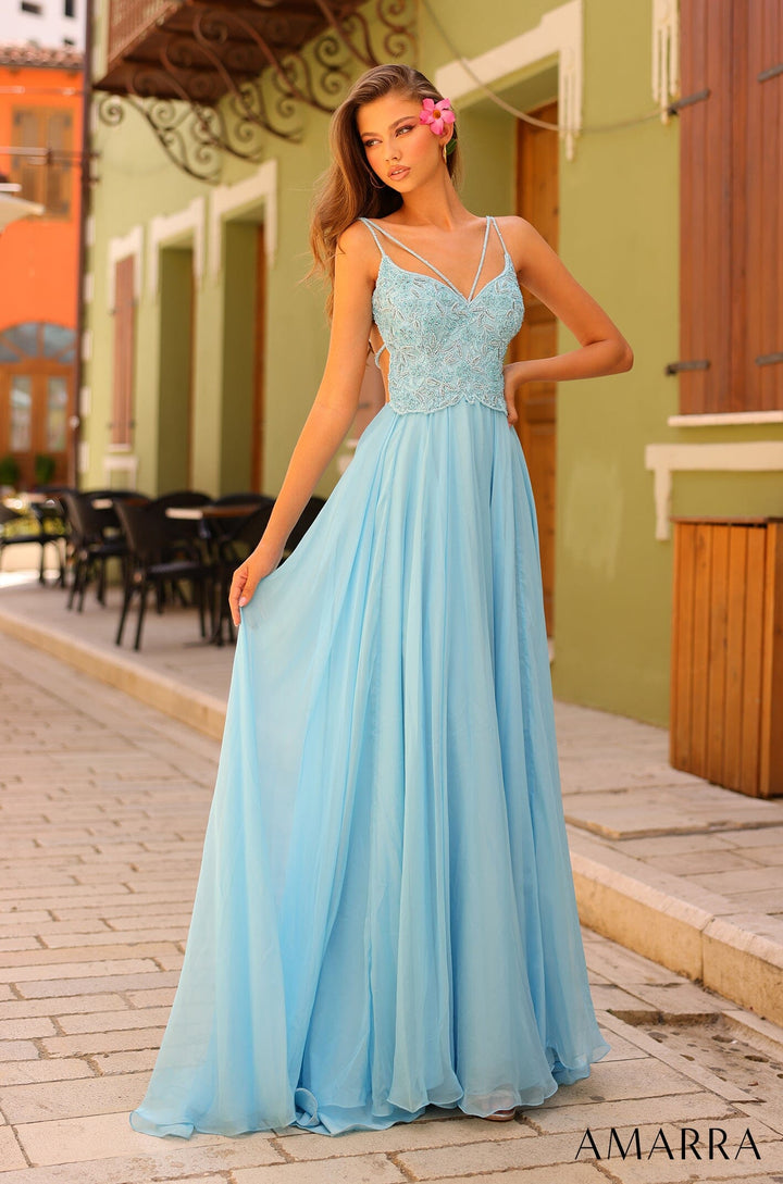 Beaded Sleeveless A-line Tulle Gown by Amarra 94008