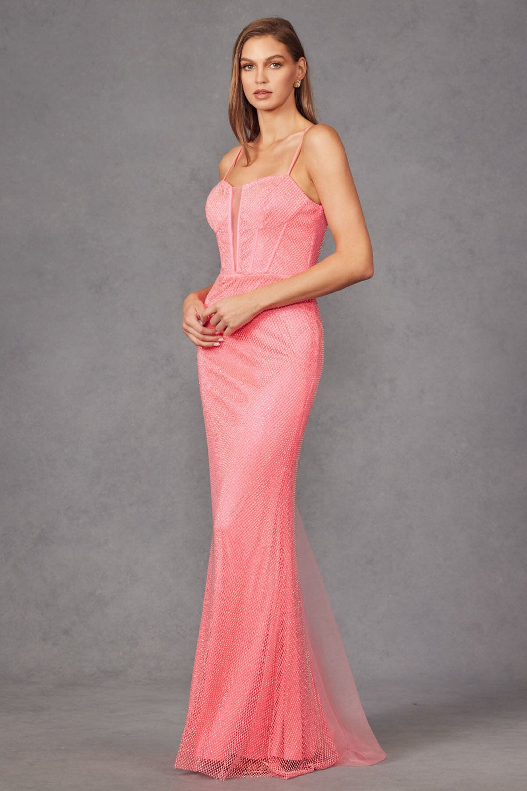 Beaded Sleeveless Net Mesh Mermaid Dress by Juliet JT2470S