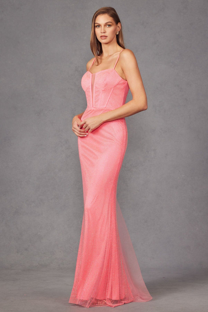 Beaded Sleeveless Net Mesh Mermaid Dress by Juliet JT2470S