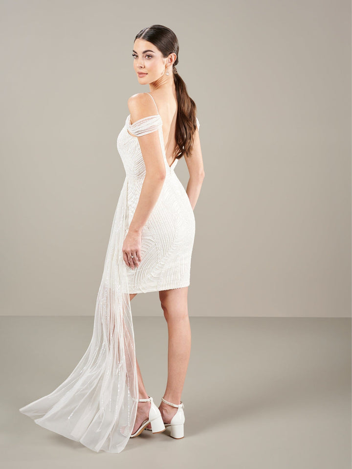 Cold Shoulder Short Wedding Dress by Adrianna Papell 40449